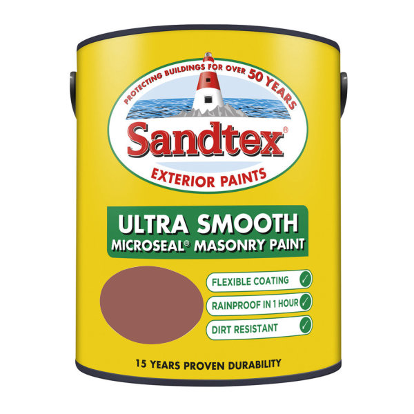 Sandtex Masonry Paint 1Lt - Smooth - Brick Red