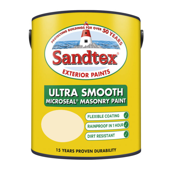Sandtex Masonry Paint 2.5Lt - Smooth - Cornish Cream