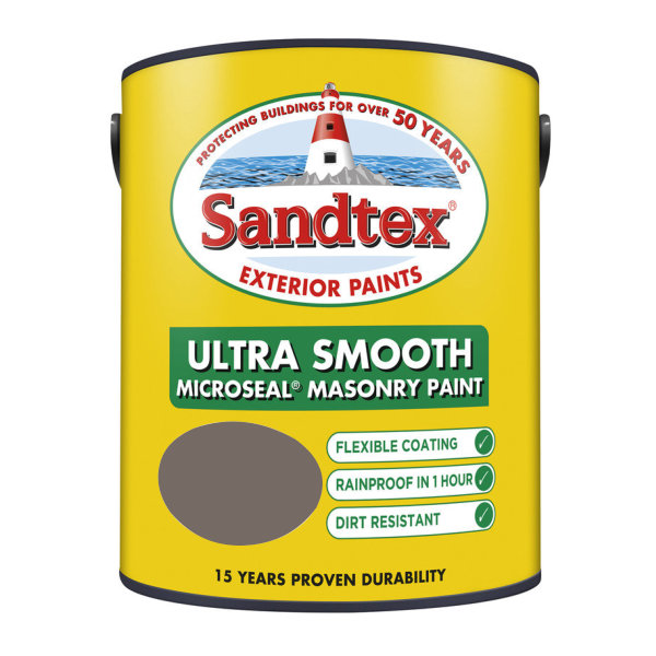 Sandtex Masonry Paint 5Lt - Smooth - Bitter Chocolate