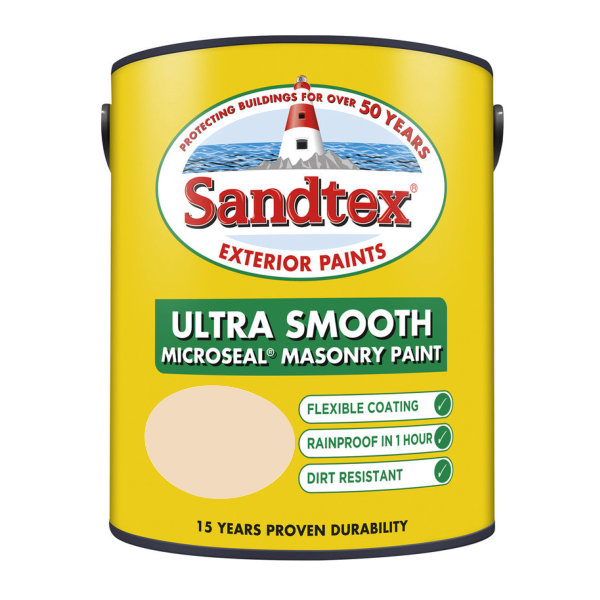 Sandtex Masonry Paint 5Lt - Smooth - Light Cream
