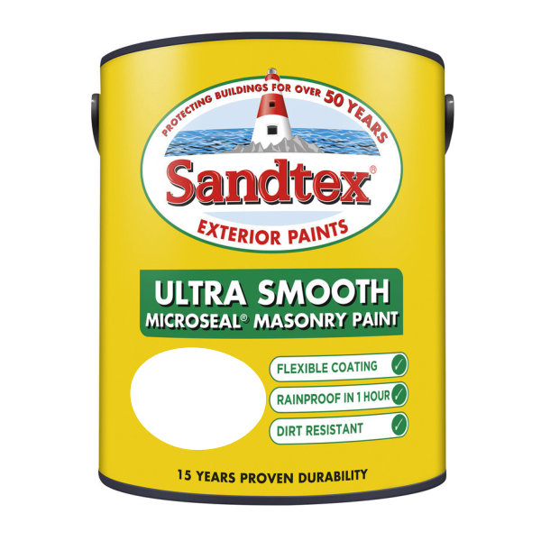 Sandtex Masonry Paint 5Lt - Smooth - Pure Brilliant White