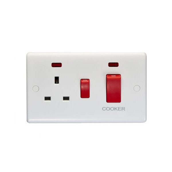 Cooker Switch & Socket - 45 Amp & Neon - (PL3311)