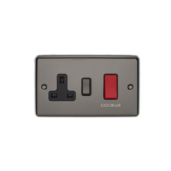 Wall Switch & Cooker Switch - Neon - Black Nickel - 1 Gang - (EN45ASWASBNB)