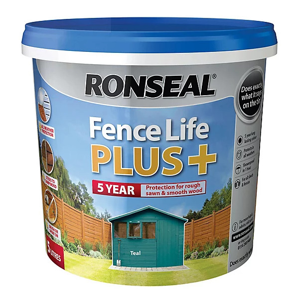 Ronseal Fence Life Plus 5Lt - 5 Year Sprayable - Teal
