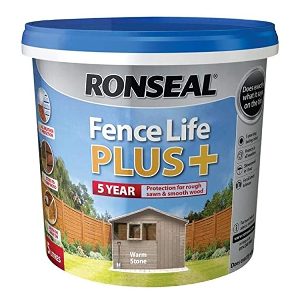 Ronseal Fence Life Plus 5Lt - 5 Year Sprayable - Warm Stone