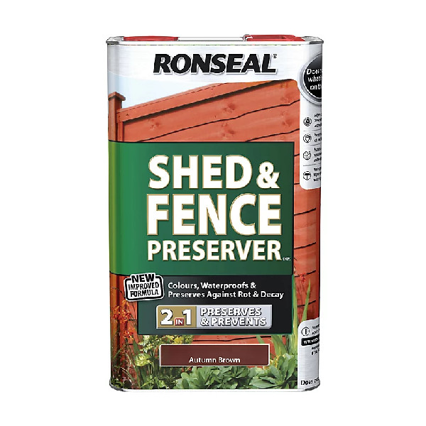 Ronseal Shed & Fence Preserver 5Lt - Autumn Brown