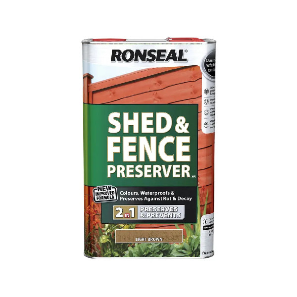 Ronseal Shed & Fence Preserver 5Lt - Light Brown