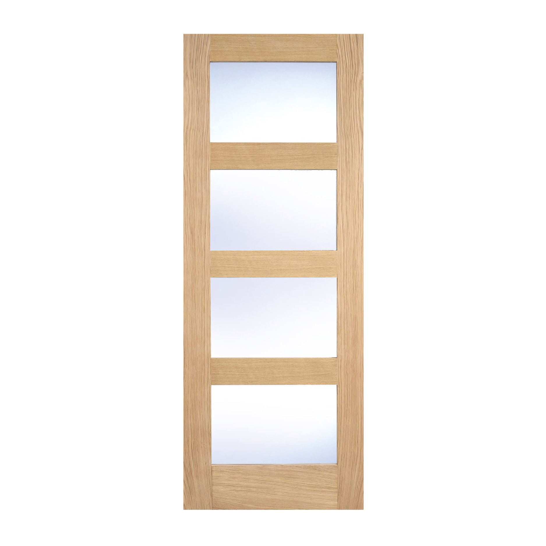 Oak Shaker 4L Door - Clear Glazed - All Sizes