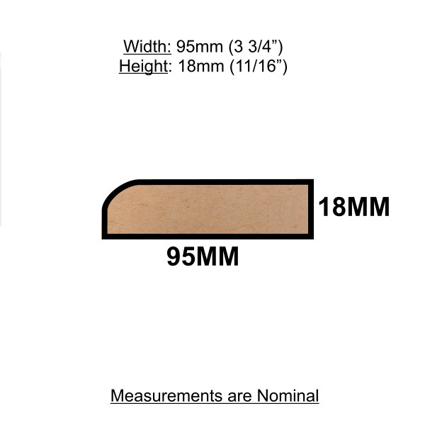 MDF Pencil Round Skirting - 18mm x 95mm - Per Metre