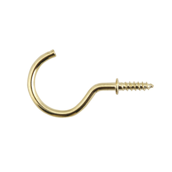 Cup Hooks 25mm - Shouldered - Brass Plated - (Pack of 20) - (024558N)