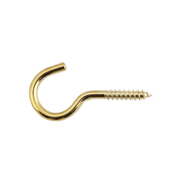 Screw Hooks 80mm - Brass Plated - (Pack of 2) - (023711N)