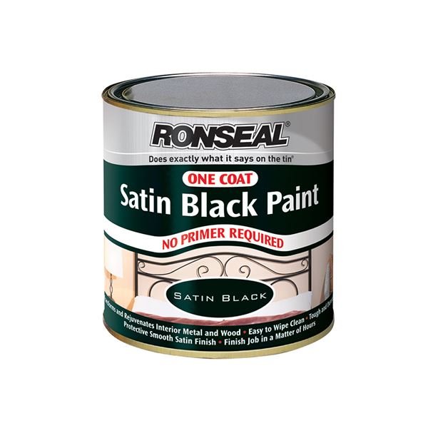 Ronseal One Coat - Satin Black Paint 250ml 