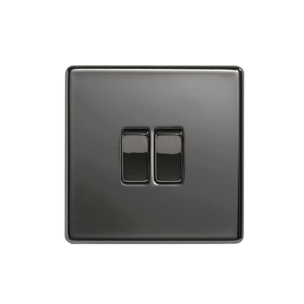 Flatplate Black Nickel Switch - 2 Gang 2 Way