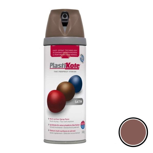 Plasti-Kote Spray Paint 400ml - Satin - Chocolate Brown