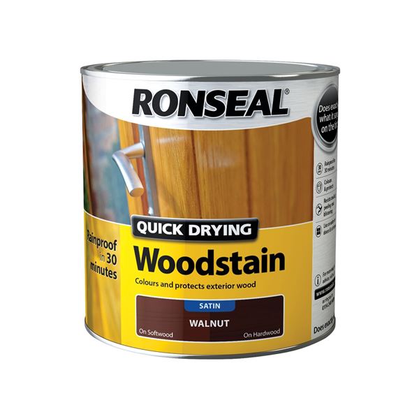 Ronseal Quick Drying Woodstain - Satin - Teak 250ml 